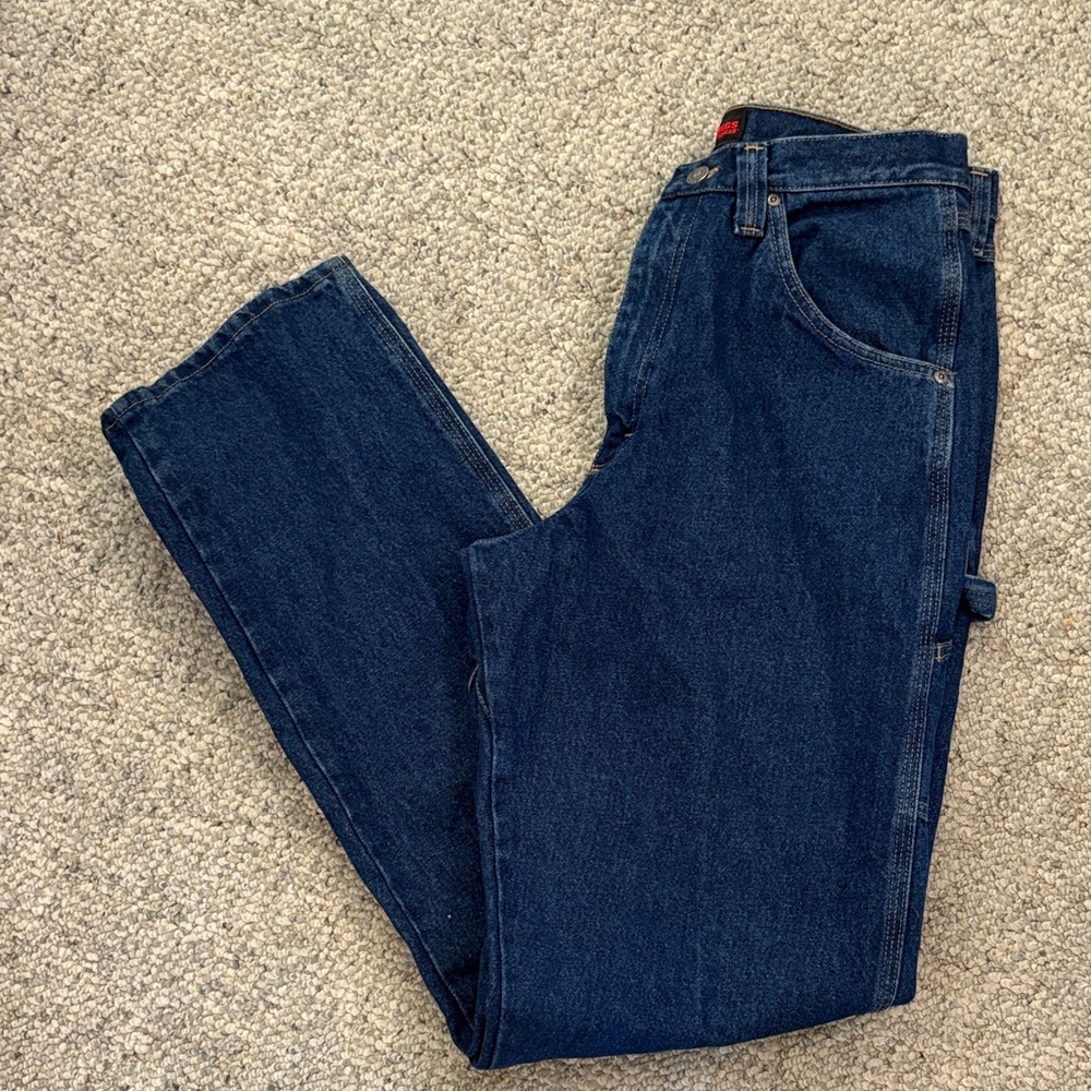 Wrangler Riggs workwear medium wash cargo denim jeans Size 32x36